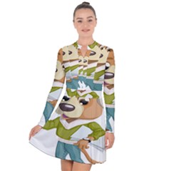 Dog Pet Dressed Point Papers Long Sleeve Panel Dress by Sapixe