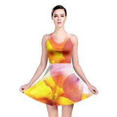 Big Colorful Tropical Yellow And Purple  Reversible Skater Dress by flipstylezfashionsLLC