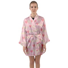 Heart Love Pattern Long Sleeve Kimono Robe by Nexatart