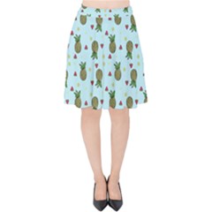 Pineapple Watermelon Fruit Lime Velvet High Waist Skirt by Nexatart