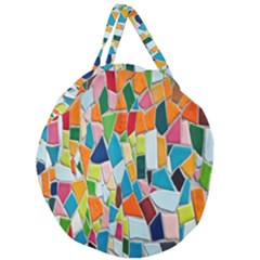 Mosaic Tiles Pattern Texture Giant Round Zipper Tote by Nexatart