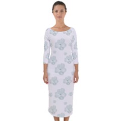 Pastel Floral Motif Pattern Quarter Sleeve Midi Bodycon Dress by dflcprints