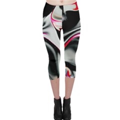Pink And Black Smokey Design By Kiekie Strickland Capri Leggings  by flipstylezfashionsLLC
