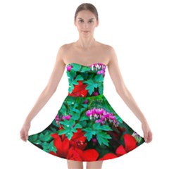 Bleeding Heart Flowers Strapless Bra Top Dress by FunnyCow