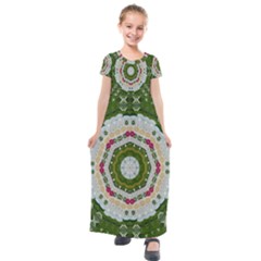 Fantasy Jasmine Paradise Love Mandala Kids  Short Sleeve Maxi Dress by pepitasart