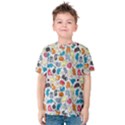 Funny Cute Colorful Cats Pattern Kids  Cotton Tee View1