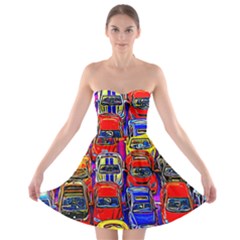 Colorful Toy Racing Cars Strapless Bra Top Dress by FunnyCow