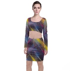 Fractals Stripes                                           Long Sleeve Crop Top & Bodycon Skirt Set by LalyLauraFLM