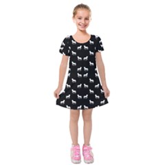 Silhouette Graphic Horses Pattern 7200 Kids  Short Sleeve Velvet Dress by dflcprints