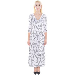 Scissors Pattern Quarter Sleeve Wrap Maxi Dress by Valentinaart