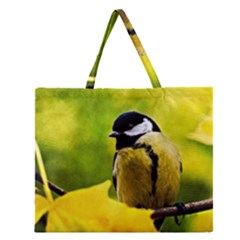 Tomtit Bird Dressed To The Season Zipper Large Tote Bag by FunnyCow