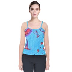 Hearts And Blue Velvet Spaghetti Strap Top by snowwhitegirl