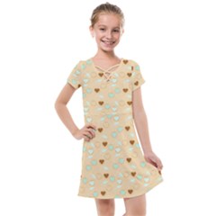 Beige Heart Cherries Kids  Cross Web Dress by snowwhitegirl