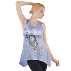 Wonderful Butterlies With Flowers Side Drop Tank Tunic by FantasyWorld7