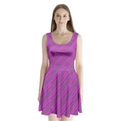 Pink Violet Diagonal Lines Split Back Mini Dress  by snowwhitegirl