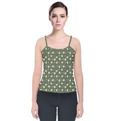 Green Milk Hearts Velvet Spaghetti Strap Top by snowwhitegirl