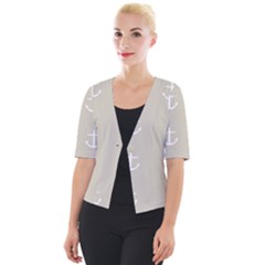 Lt Grey Anchors Cropped Button Cardigan by snowwhitegirl