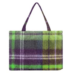 Neon Green Plaid Flannel Zipper Medium Tote Bag by snowwhitegirl