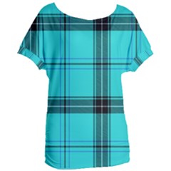 Aqua Plaid Women s Oversized Tee by snowwhitegirl