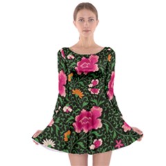 Pink Japan Floral Long Sleeve Skater Dress by snowwhitegirl