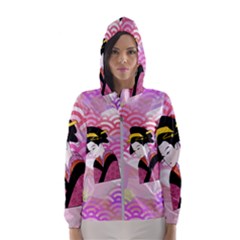 Japanese Abstract Pink Hooded Windbreaker (women) by snowwhitegirl