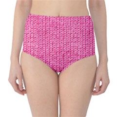 Knitted Wool Bright Pink Classic High-waist Bikini Bottoms by snowwhitegirl