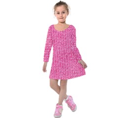 Knitted Wool Bright Pink Kids  Long Sleeve Velvet Dress by snowwhitegirl