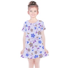 Blue Vintage Flowers Kids  Simple Cotton Dress by snowwhitegirl