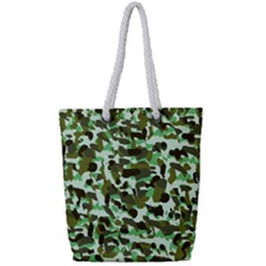 Brownish Green Camo Full Print Rope Handle Tote (small) by snowwhitegirl