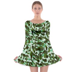 Green Camo Long Sleeve Skater Dress by snowwhitegirl