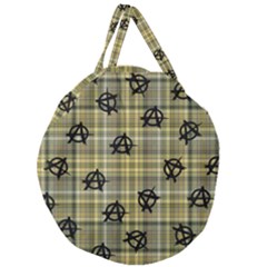 Yellow Plaid Anarchy Giant Round Zipper Tote by snowwhitegirl