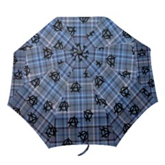 Blue  Plaid Anarchy Folding Umbrellas by snowwhitegirl