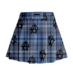 Blue  Plaid Anarchy Mini Flare Skirt by snowwhitegirl