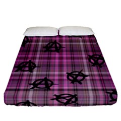 Pink  Plaid Anarchy Fitted Sheet (queen Size) by snowwhitegirl