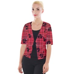 Red Plaid Anarchy Cropped Button Cardigan by snowwhitegirl