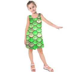 Green Mermaid Scale Kids  Sleeveless Dress by snowwhitegirl