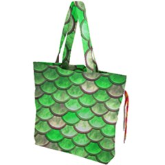 Green Mermaid Scale Drawstring Tote Bag by snowwhitegirl