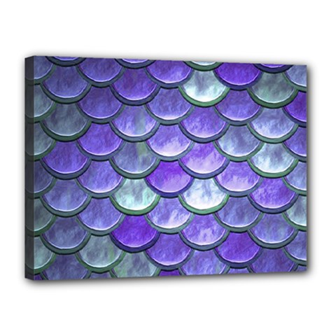 Blue Purple Mermaid Scale Canvas 16  X 12  by snowwhitegirl