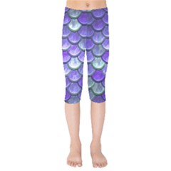 Blue Purple Mermaid Scale Kids  Capri Leggings  by snowwhitegirl