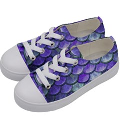 Blue Purple Mermaid Scale Kids  Low Top Canvas Sneakers by snowwhitegirl