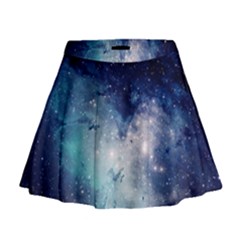 Nebula Blue Mini Flare Skirt by snowwhitegirl