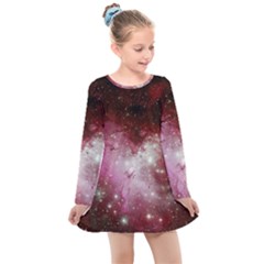 Nebula Red Kids  Long Sleeve Dress by snowwhitegirl