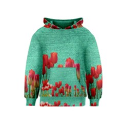 Green Denim Flowers Kids  Pullover Hoodie by snowwhitegirl