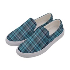 Teal Plaid Women s Canvas Slip Ons by snowwhitegirl