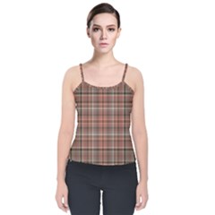 Peach  Plaid Velvet Spaghetti Strap Top by snowwhitegirl