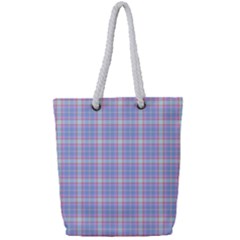 Pink Blue Plaid Full Print Rope Handle Tote (small) by snowwhitegirl