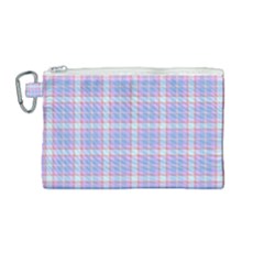 Pink Blue Plaid Canvas Cosmetic Bag (medium) by snowwhitegirl