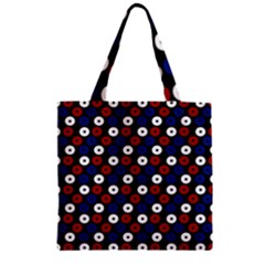 Eye Dots Red Blue Zipper Grocery Tote Bag by snowwhitegirl