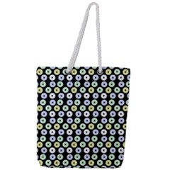 Eye Dots Black Pastel Full Print Rope Handle Tote (large) by snowwhitegirl