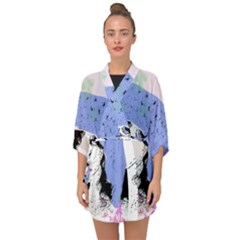 Girl With Hat Half Sleeve Chiffon Kimono by snowwhitegirl